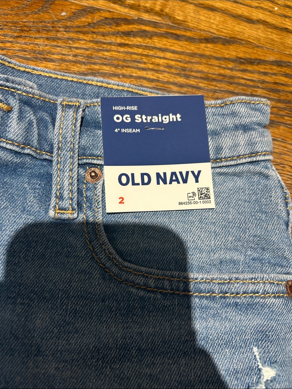Old Navy OG Straight 4 in inseam Light Blue Distressed Denim Cutoff Shorts - Picture 3 of 5